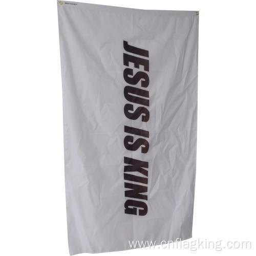 JESUS IS KING WHITE FLAG 90X150CM 100% POLYSTER